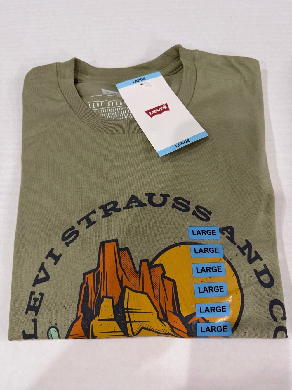 Levi's Olive Graphic Crew Tee with Sunset Print